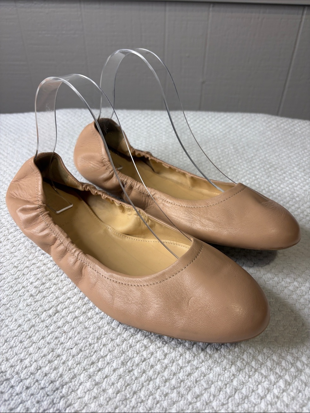 J.Crew Emma Leather Ballet Flats Nude Beige Size 10 Italy Classic Minimalist
